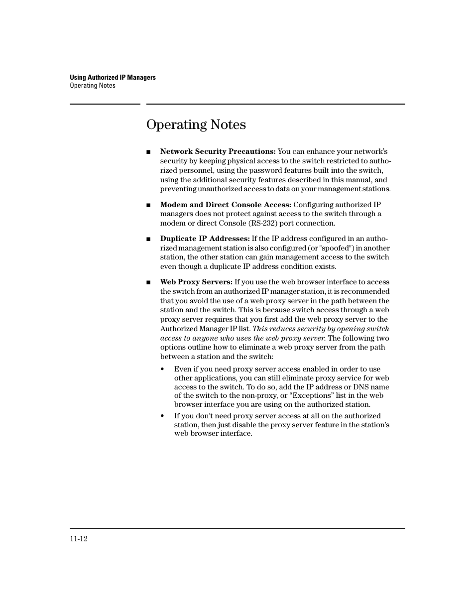 Operating notes, Operating notes -12 | HP 2600 Series User Manual | Page 298 / 306