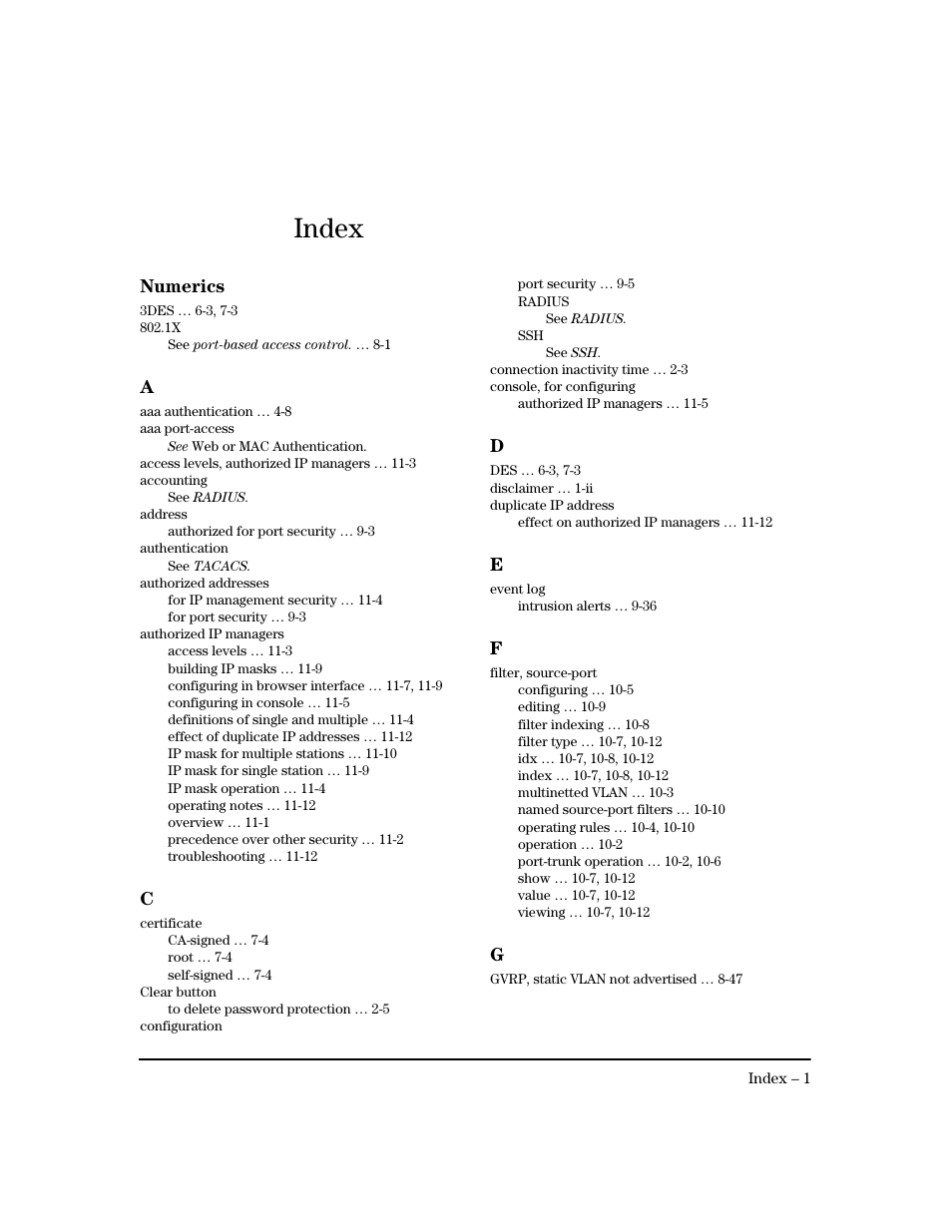 Numerics, Index | HP 2600 Series User Manual | Page 299 / 306