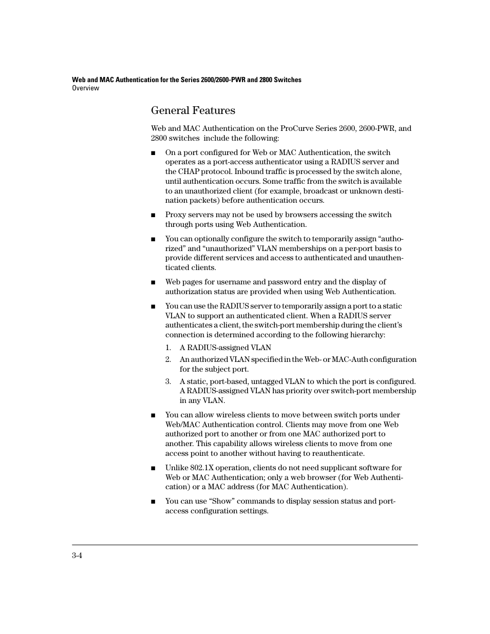 General features, General features -4 | HP 2600 Series User Manual | Page 48 / 306