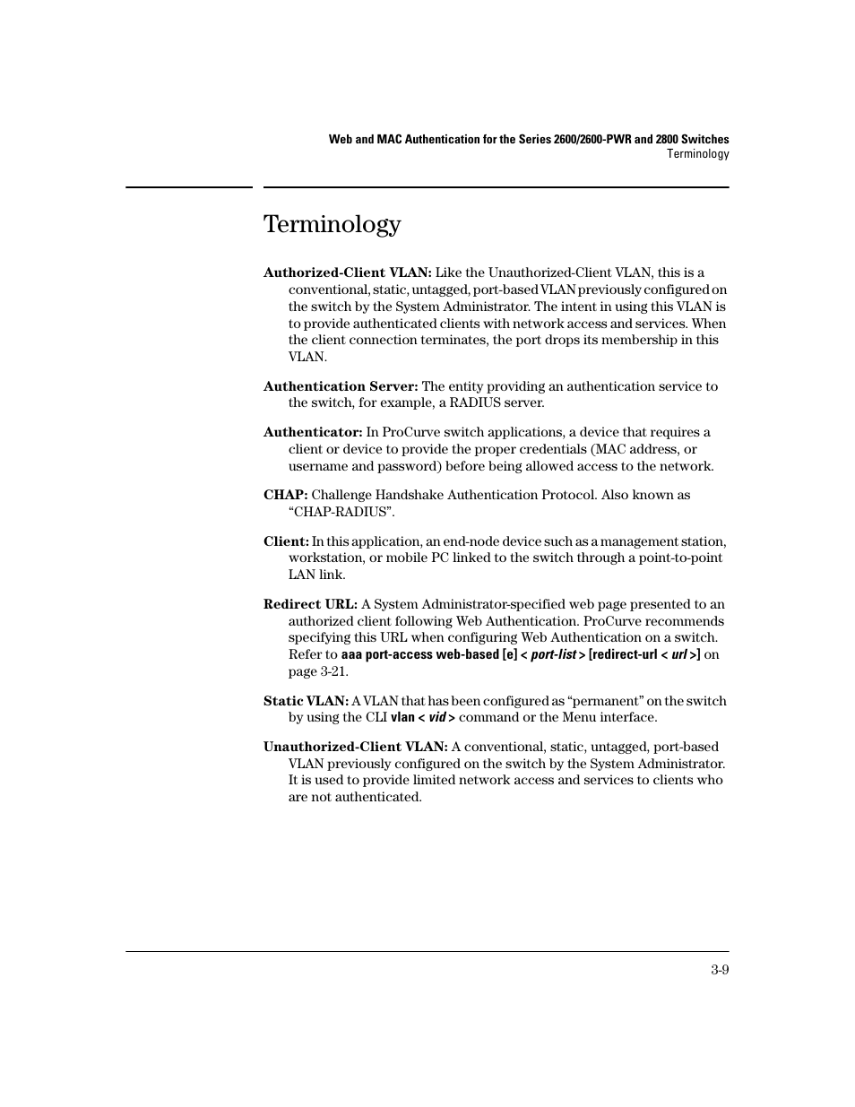 Terminology, Terminology -9 | HP 2600 Series User Manual | Page 53 / 306