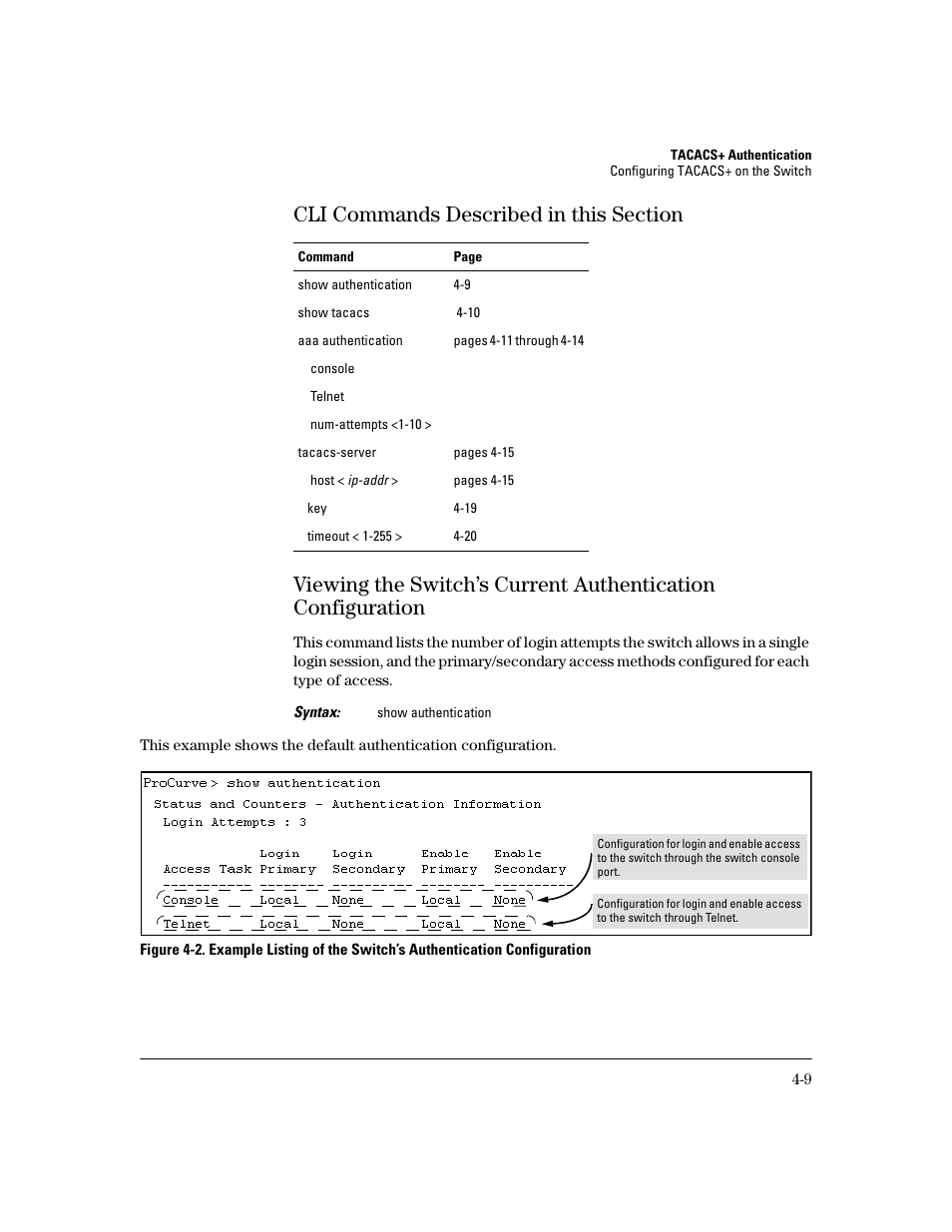 Cli commands described in this section, Cli commands described in this section -9 | HP 2600 Series User Manual | Page 83 / 306