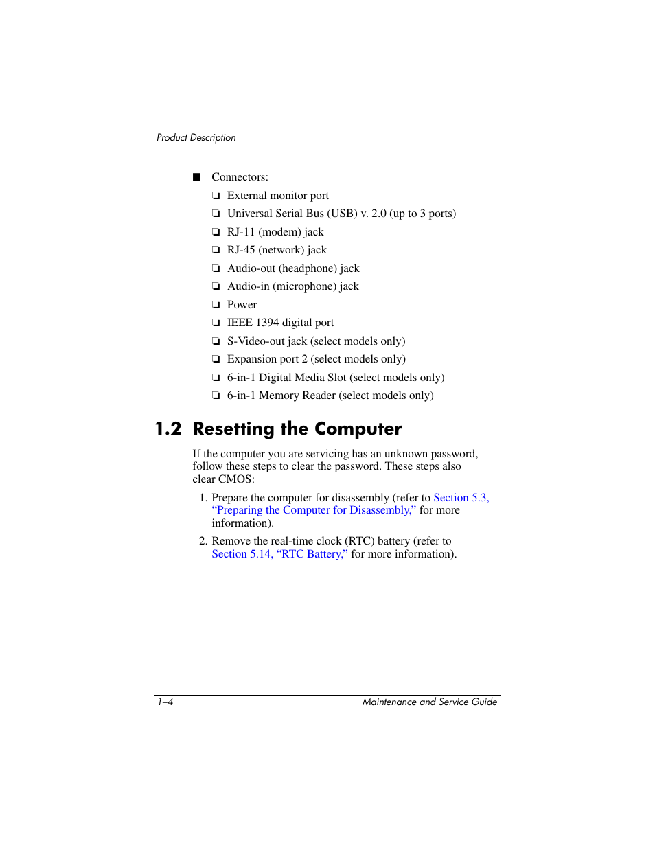 2 resetting the computer, 2 resetting the computer –4 | HP ze2300 User Manual | Page 10 / 239