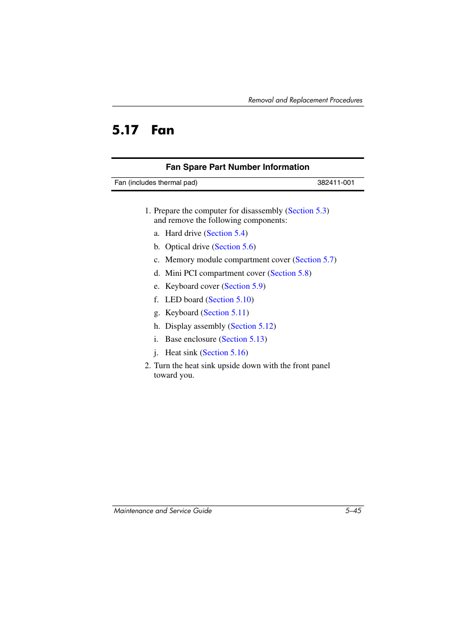 17 fan, 17 fan –45 | HP ze2300 User Manual | Page 145 / 239