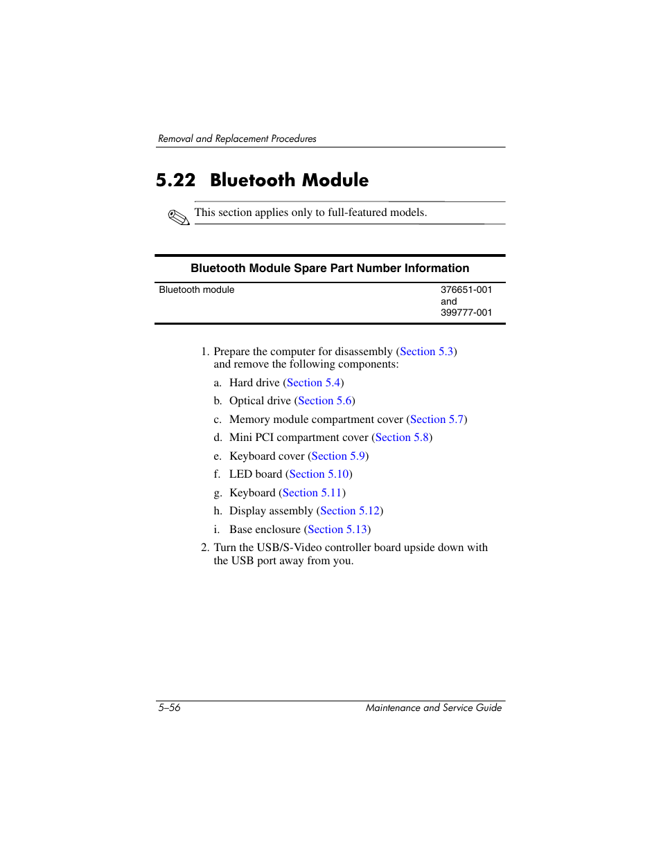 22 bluetooth module, 22 bluetooth module –56, Bluetooth module | HP ze2300 User Manual | Page 156 / 239