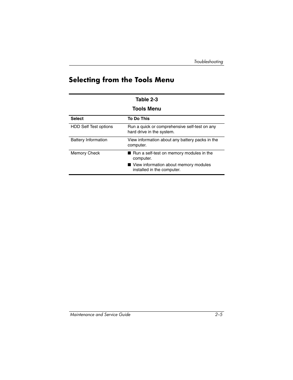 Selecting from the tools menu, Selecting from the tools menu –5 | HP ze2300 User Manual | Page 43 / 239