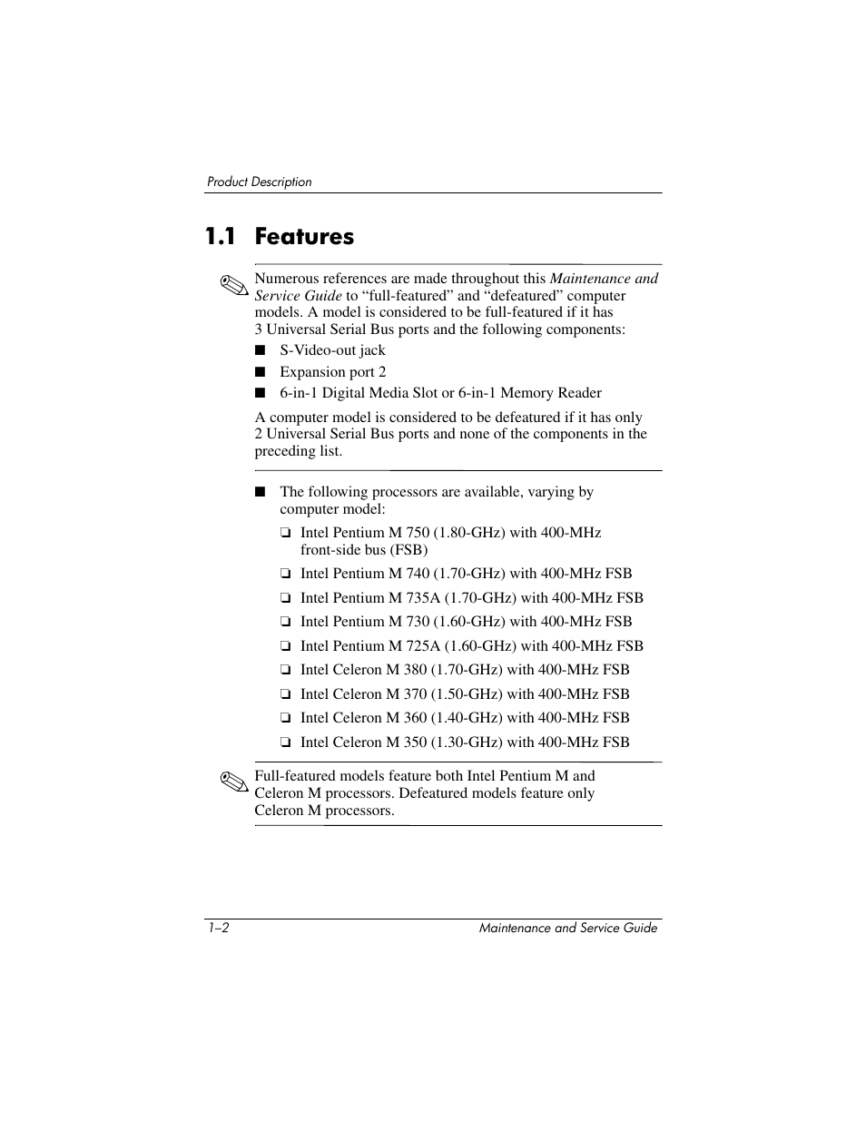 1 features, 1 features –2 | HP ze2300 User Manual | Page 8 / 239