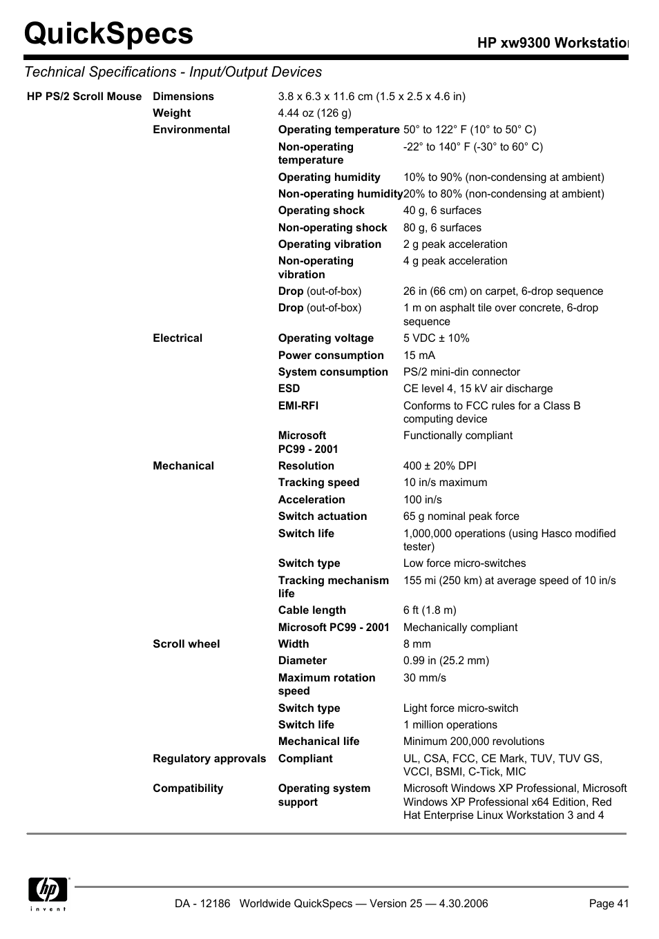 Quickspecs | HP XW9300 User Manual | Page 41 / 75