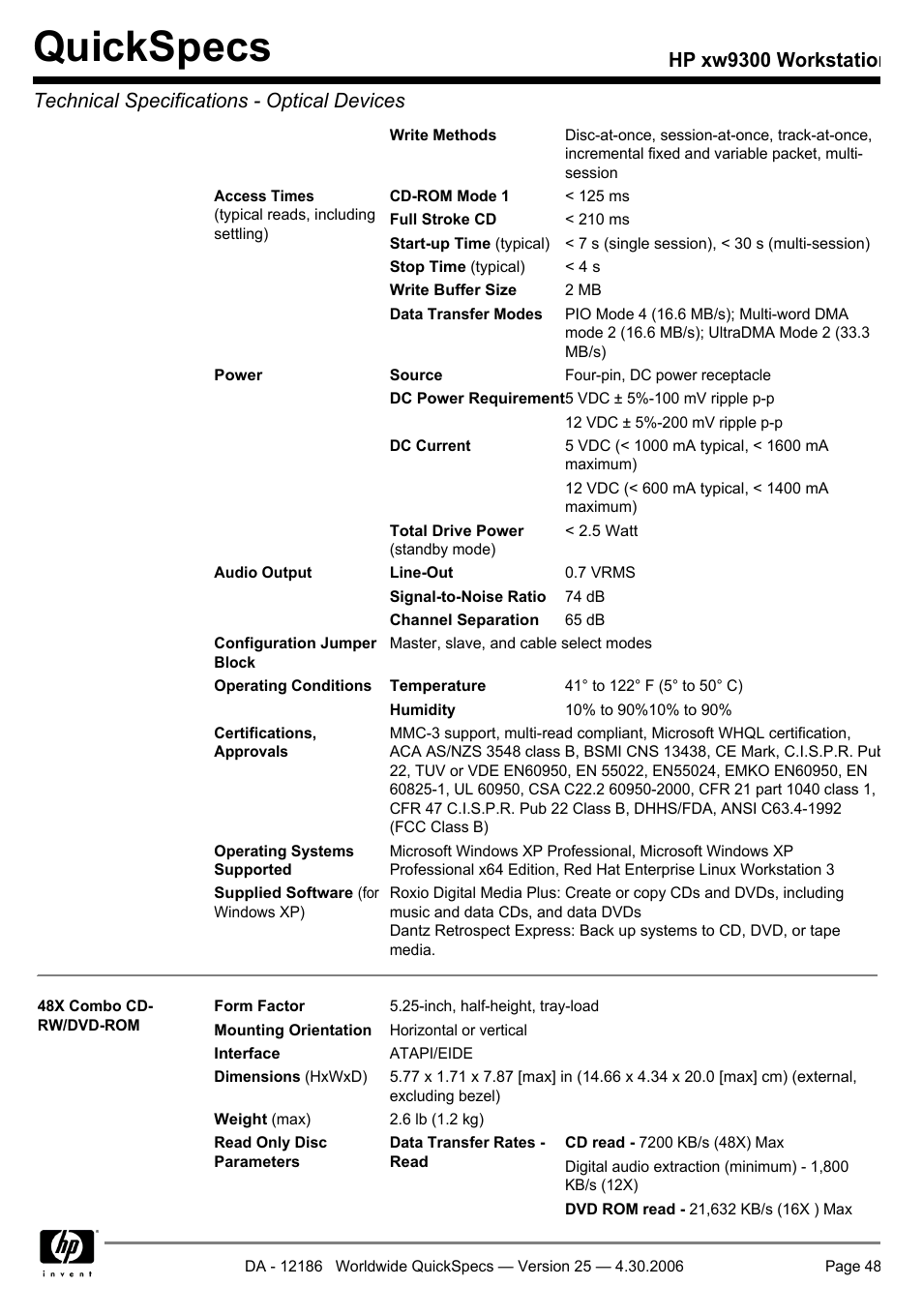 Quickspecs | HP XW9300 User Manual | Page 48 / 75