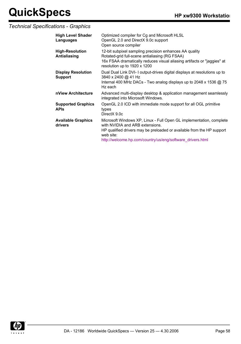 Quickspecs | HP XW9300 User Manual | Page 58 / 75