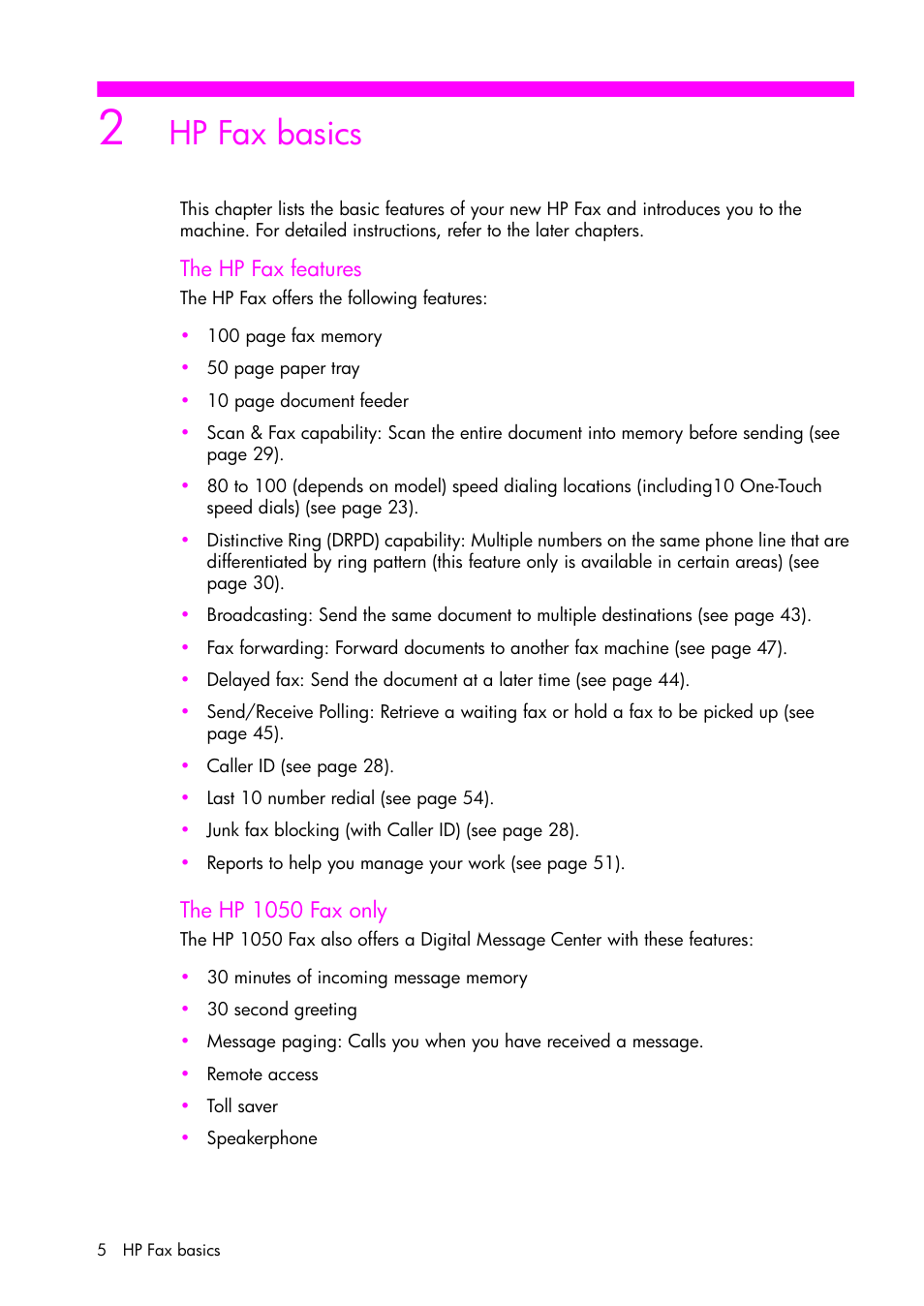 Hp fax basics | HP 1040 User Manual | Page 11 / 94