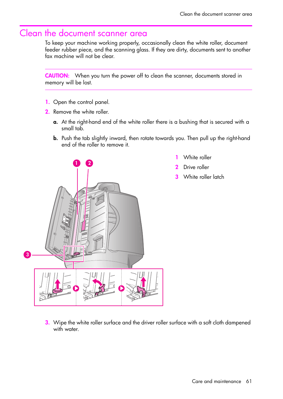 Clean the document scanner area | HP 1040 User Manual | Page 67 / 94