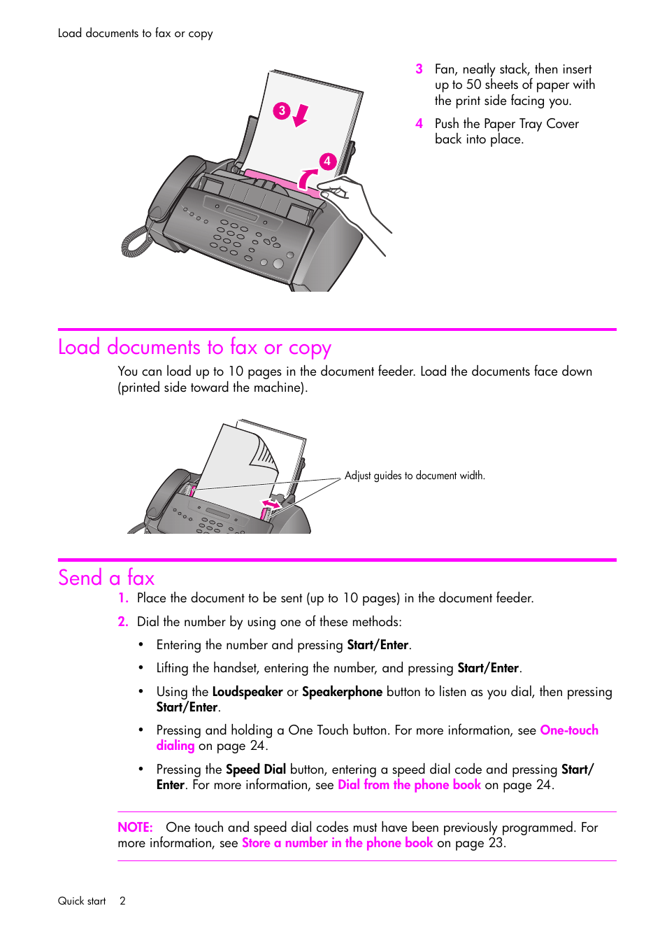 Load documents to fax or copy, Send a fax | HP 1040 User Manual | Page 8 / 94