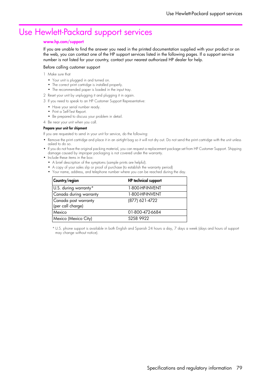 Use hewlett-packard support services, Hewlett-packard support services | HP 1040 User Manual | Page 85 / 94