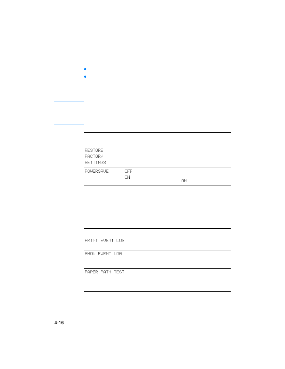 Resets menu, Diagnostics menu, Resets menu -16 | Diagnostics menu -16 | HP 3000dtn User Manual | Page 58 / 198