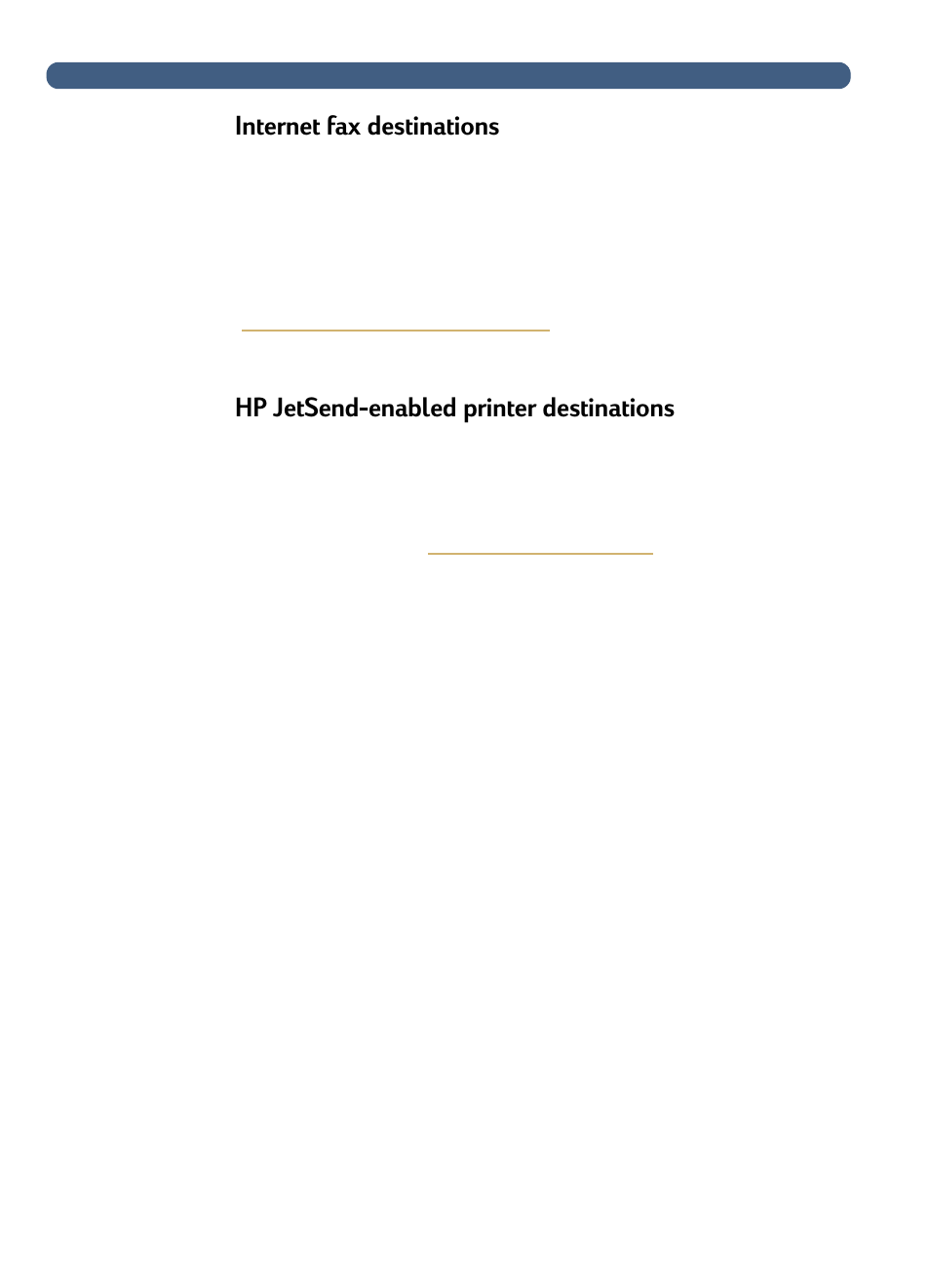 Internet fax destinations, Hp jetsend-enabled printer destinations | HP 3100C User Manual | Page 11 / 88