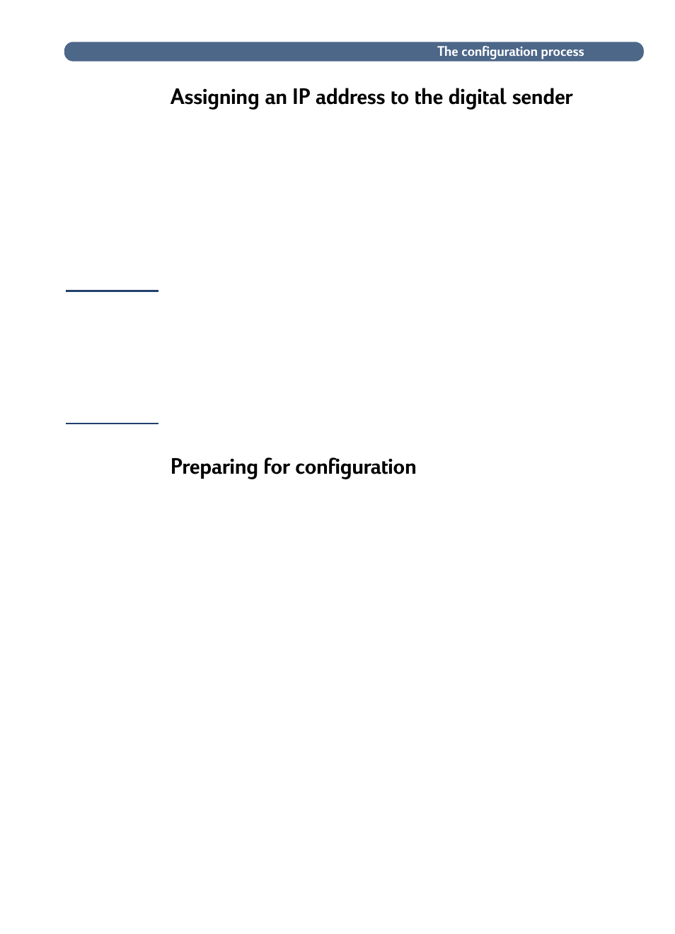 Assigning an ip address to the digital sender, Preparing for configuration | HP 3100C User Manual | Page 18 / 88