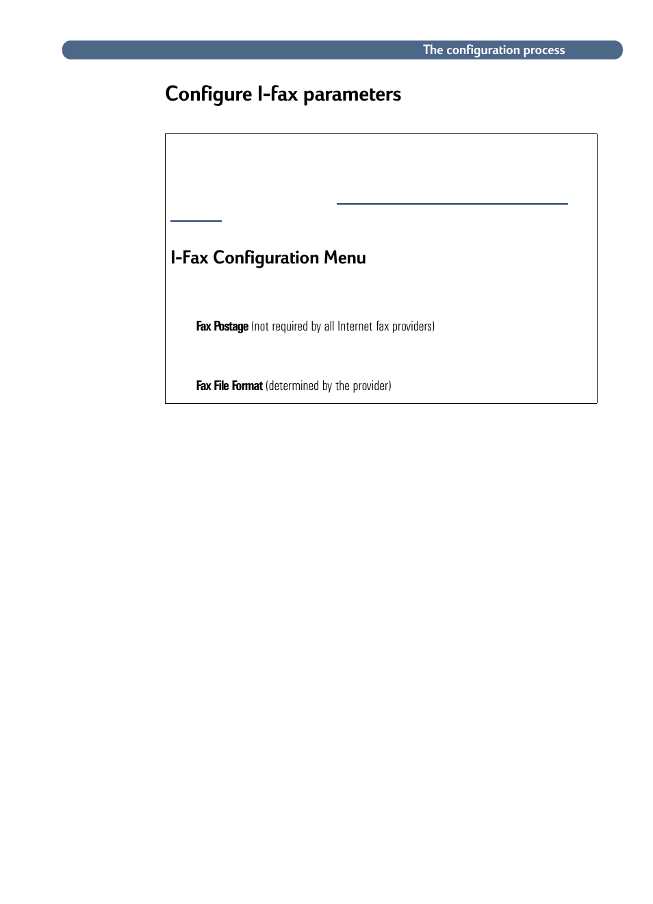 Configure i-fax parameters, I-fax configuration menu | HP 3100C User Manual | Page 22 / 88