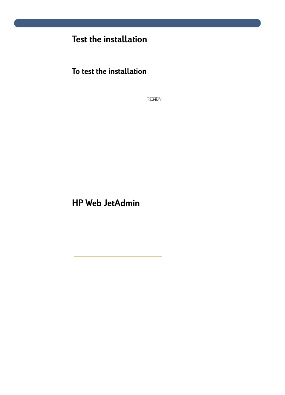 Test the installation, Hpweb jetadmin, Test the installation hp web jetadmin | Hp web jetadmin | HP 3100C User Manual | Page 25 / 88