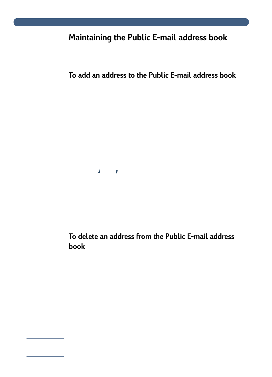Maintaining the public email address book, Maintaining the public e-mail address book | HP 3100C User Manual | Page 47 / 88