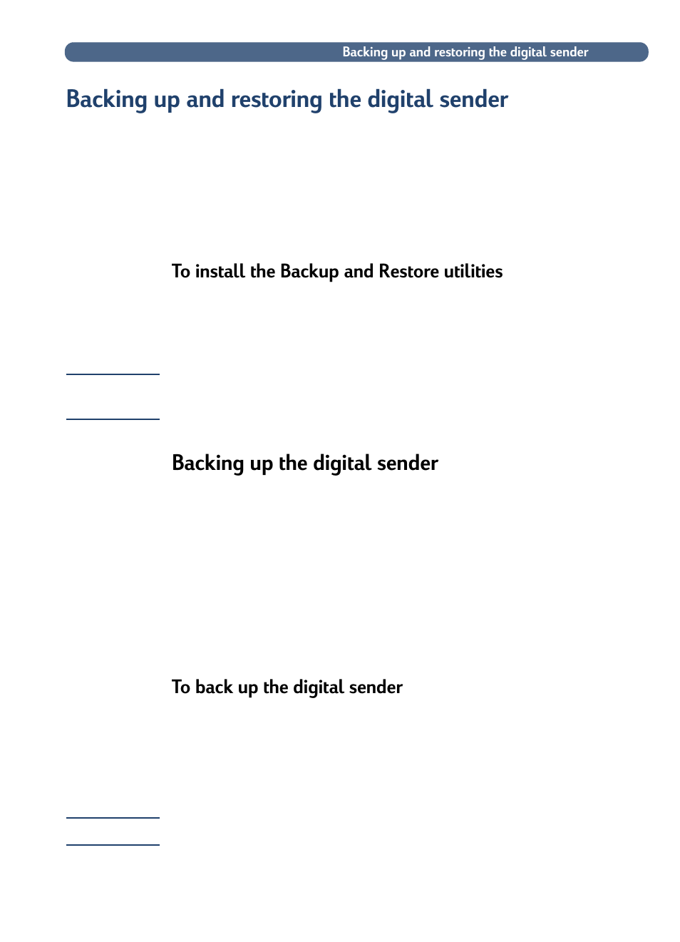 Backing up and restoring the digital sender, Backing up the digital sender | HP 3100C User Manual | Page 50 / 88