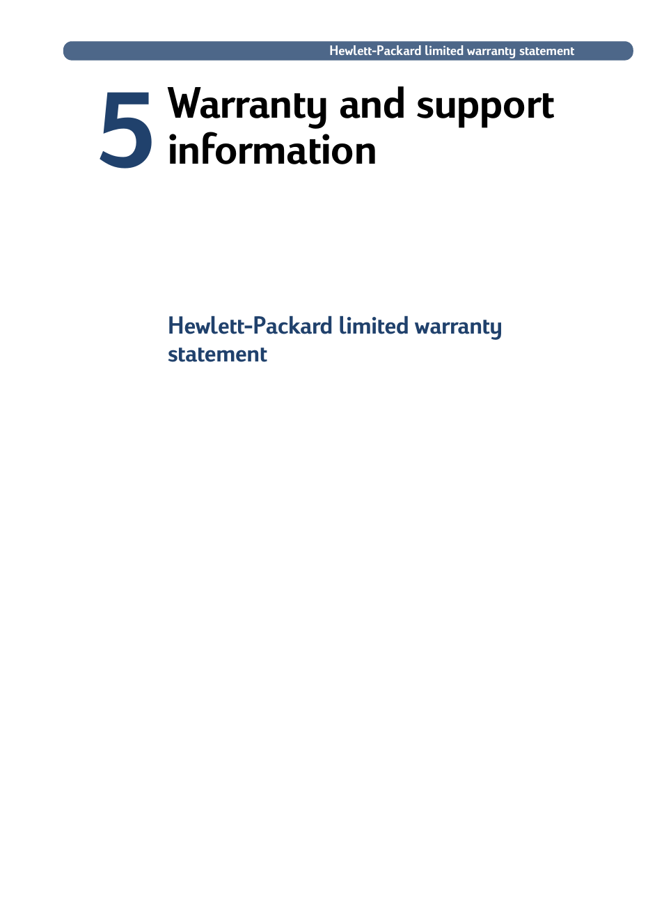 Warranty and support information, Hewlett-packard limited warranty statement, 5 warranty and support information | HP 3100C User Manual | Page 64 / 88