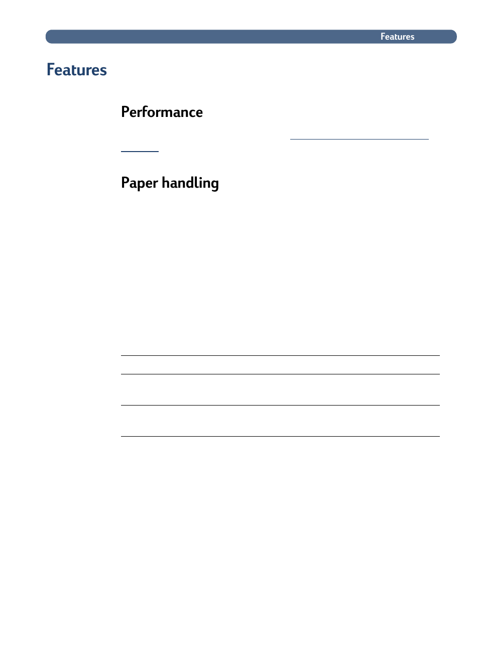 Features, Performance, Paper handling | Performance paper handling | HP 3100C User Manual | Page 8 / 88