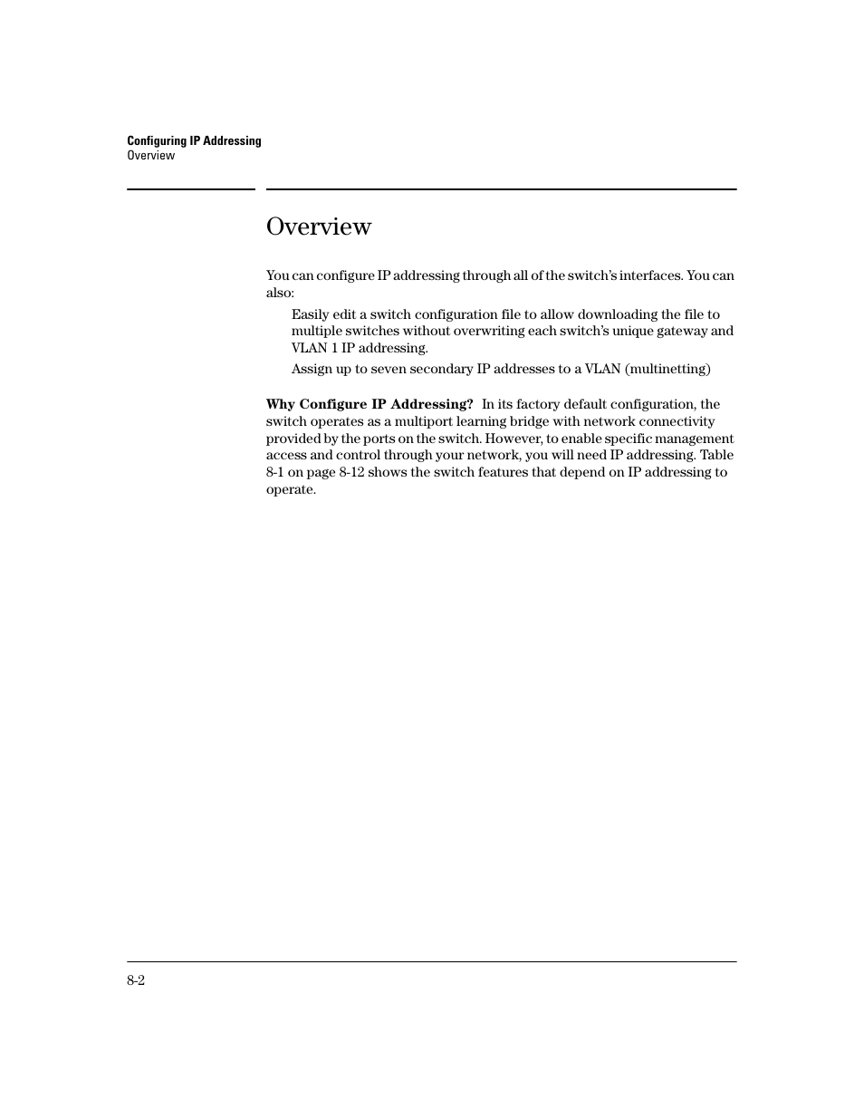 Overview, Why configure ip addressing, Overview -2 | HP 2600 User Manual | Page 124 / 418