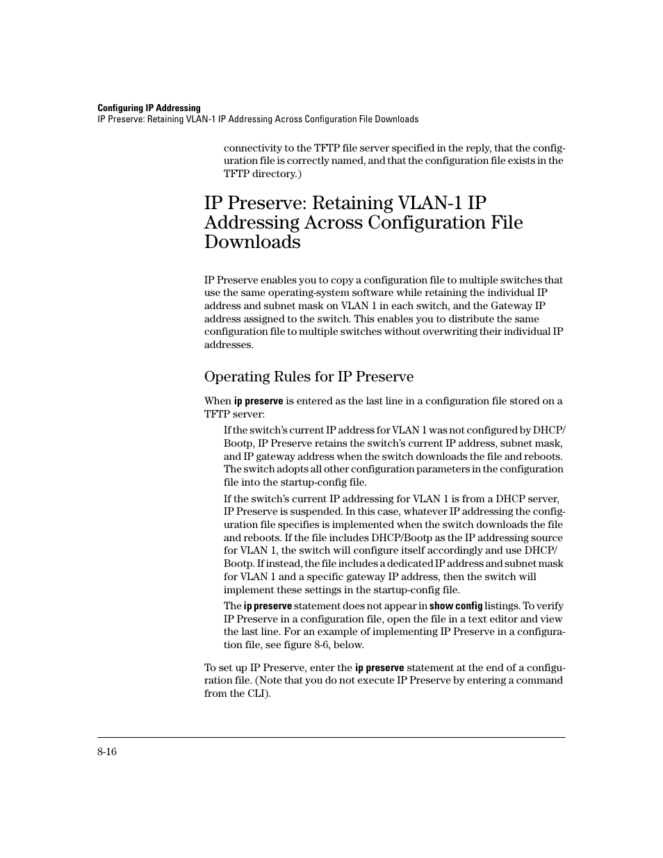 Operating rules for ip preserve, Operating rules for ip preserve -16 | HP 2600 User Manual | Page 138 / 418