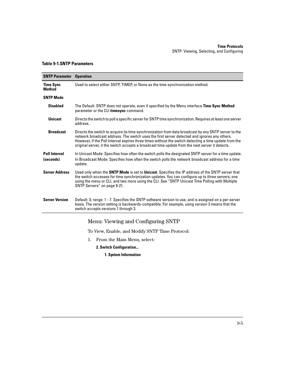 Menu: viewing and configuring sntp, Menu: viewing and configuring sntp -5 | HP 2600 User Manual | Page 147 / 418