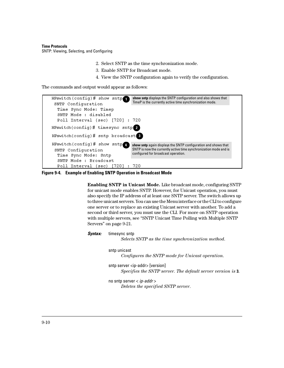 Enabling sntp in unicast mode, 10 and ff | HP 2600 User Manual | Page 152 / 418