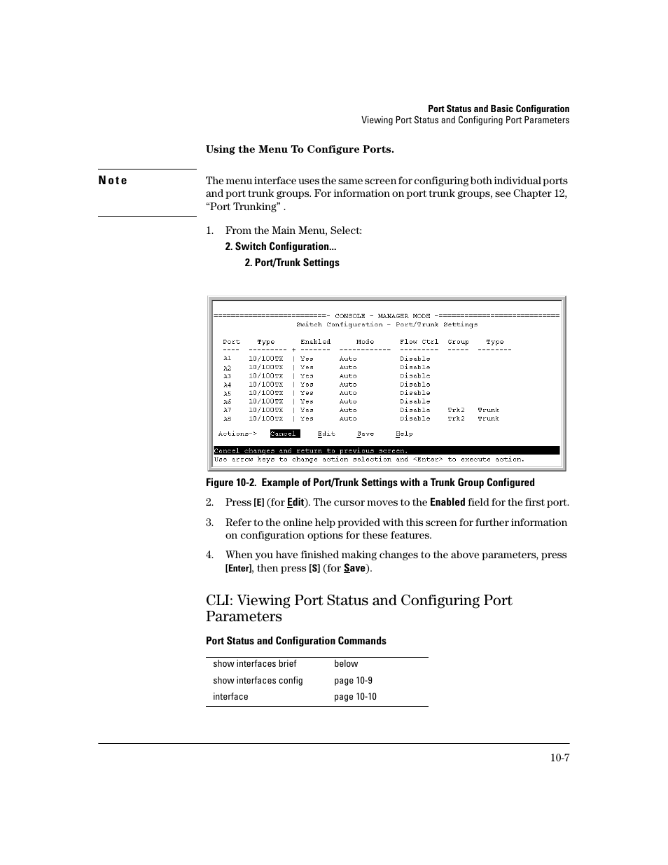 Using the menu to configure ports | HP 2600 User Manual | Page 173 / 418