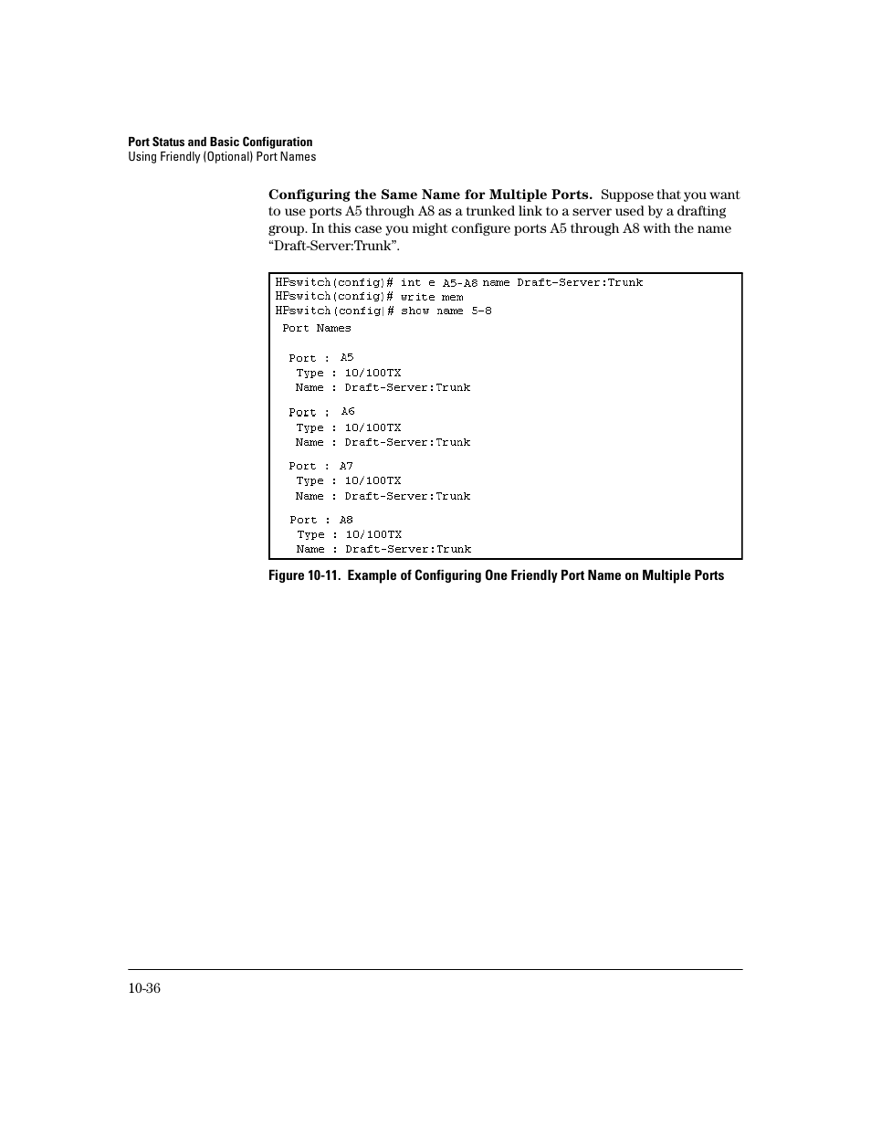 Configuring the same name for multiple ports | HP 2600 User Manual | Page 202 / 418