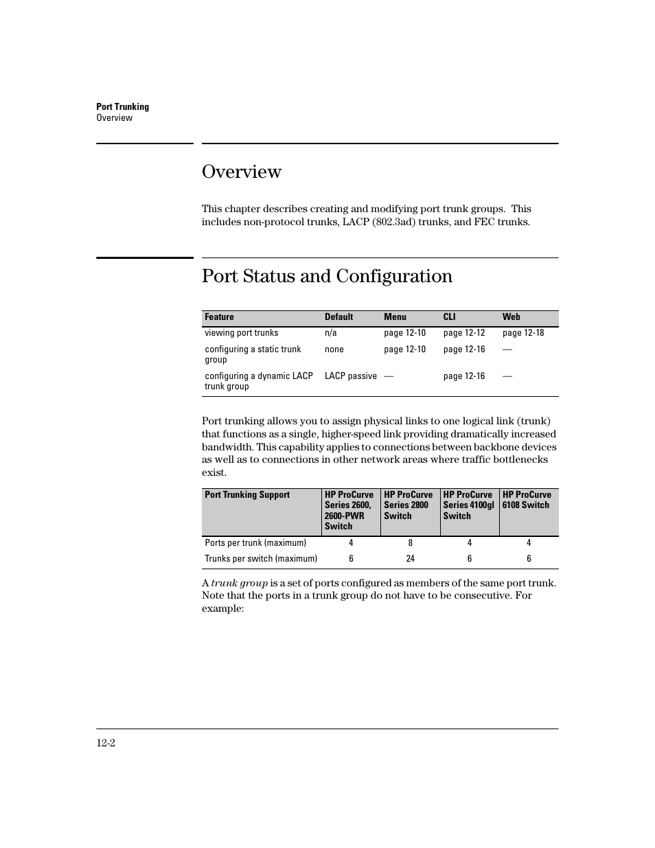 Overview, Port status and configuration, Overview -2 | Port status and configuration -2 | HP 2600 User Manual | Page 228 / 418