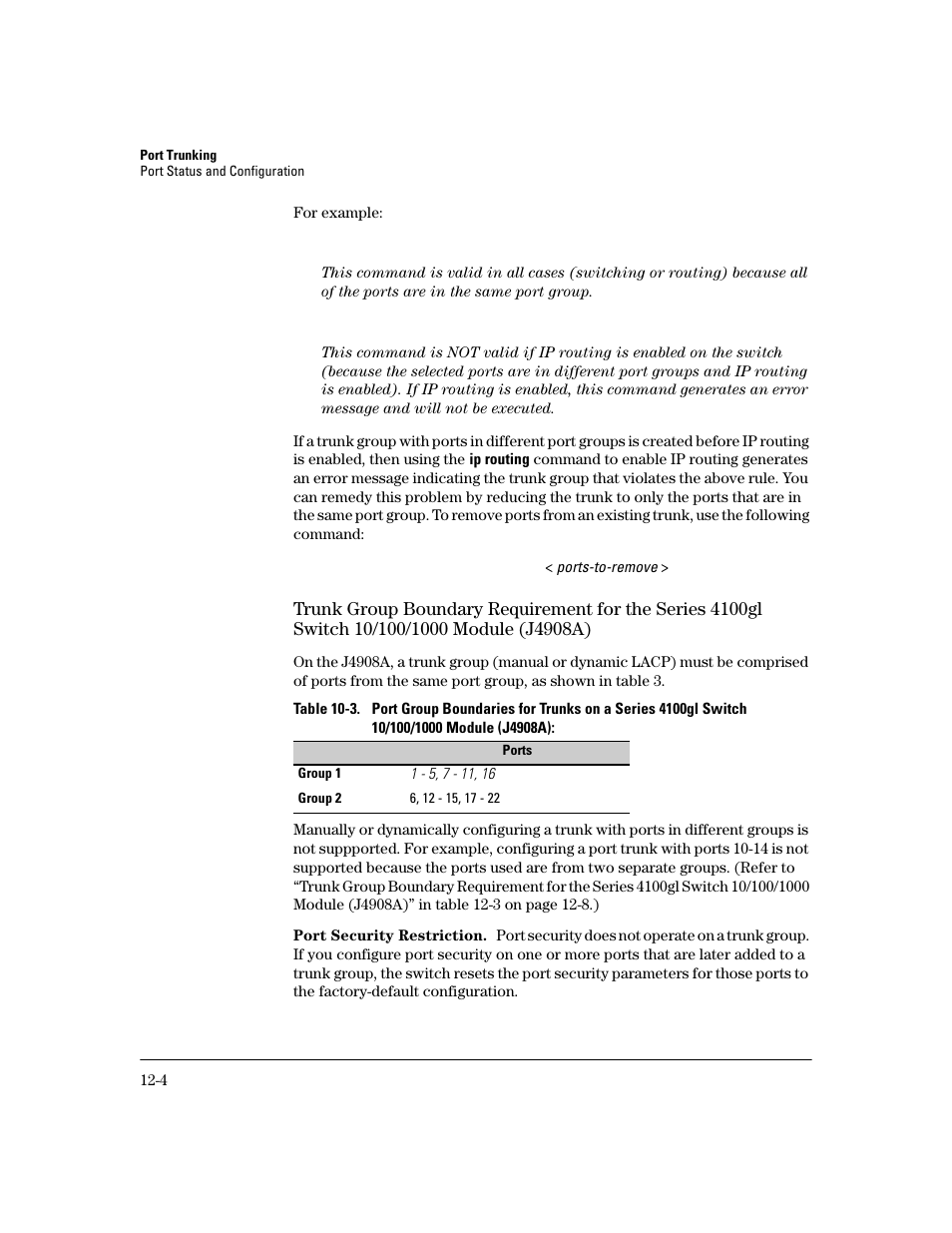 Port security restriction | HP 2600 User Manual | Page 230 / 418