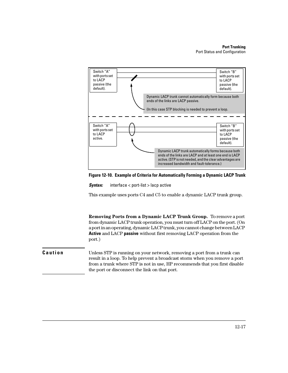 Removing ports from a dynamic lacp trunk group | HP 2600 User Manual | Page 243 / 418