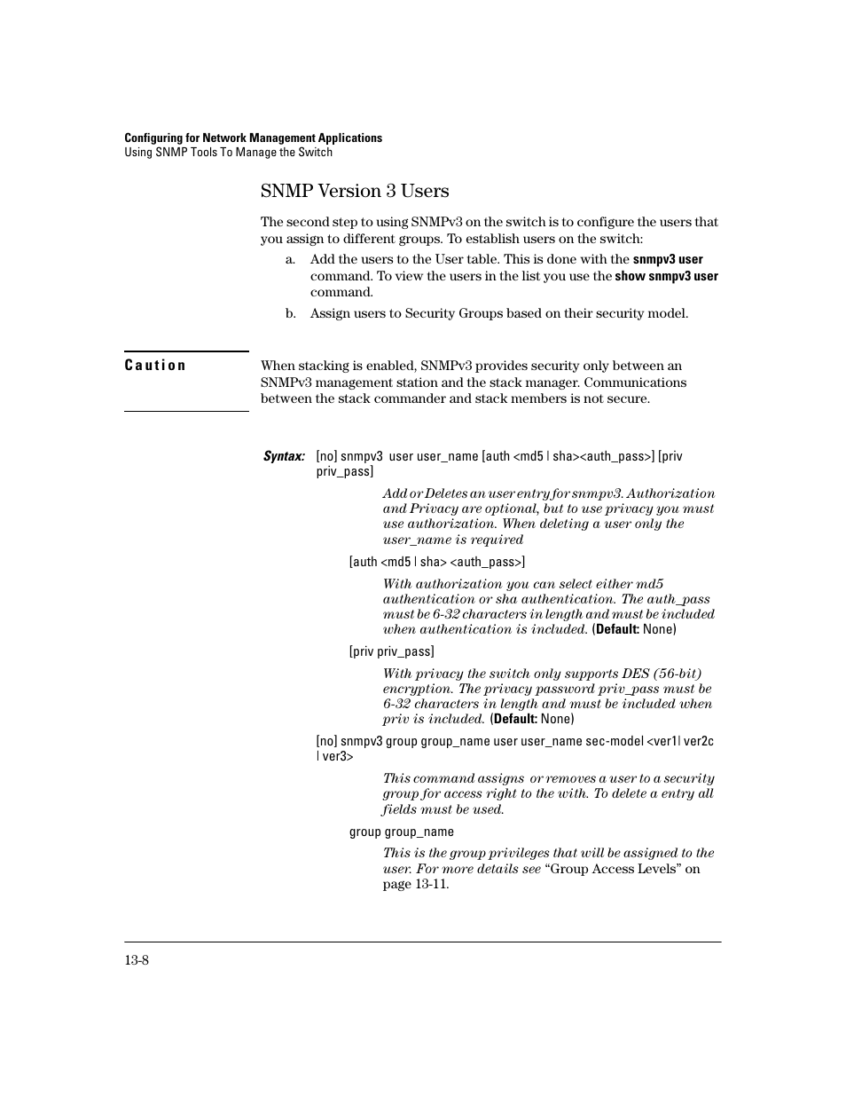 Snmp version 3 users, Snmp version 3 users -8, To “snmp version 3 users | HP 2600 User Manual | Page 262 / 418