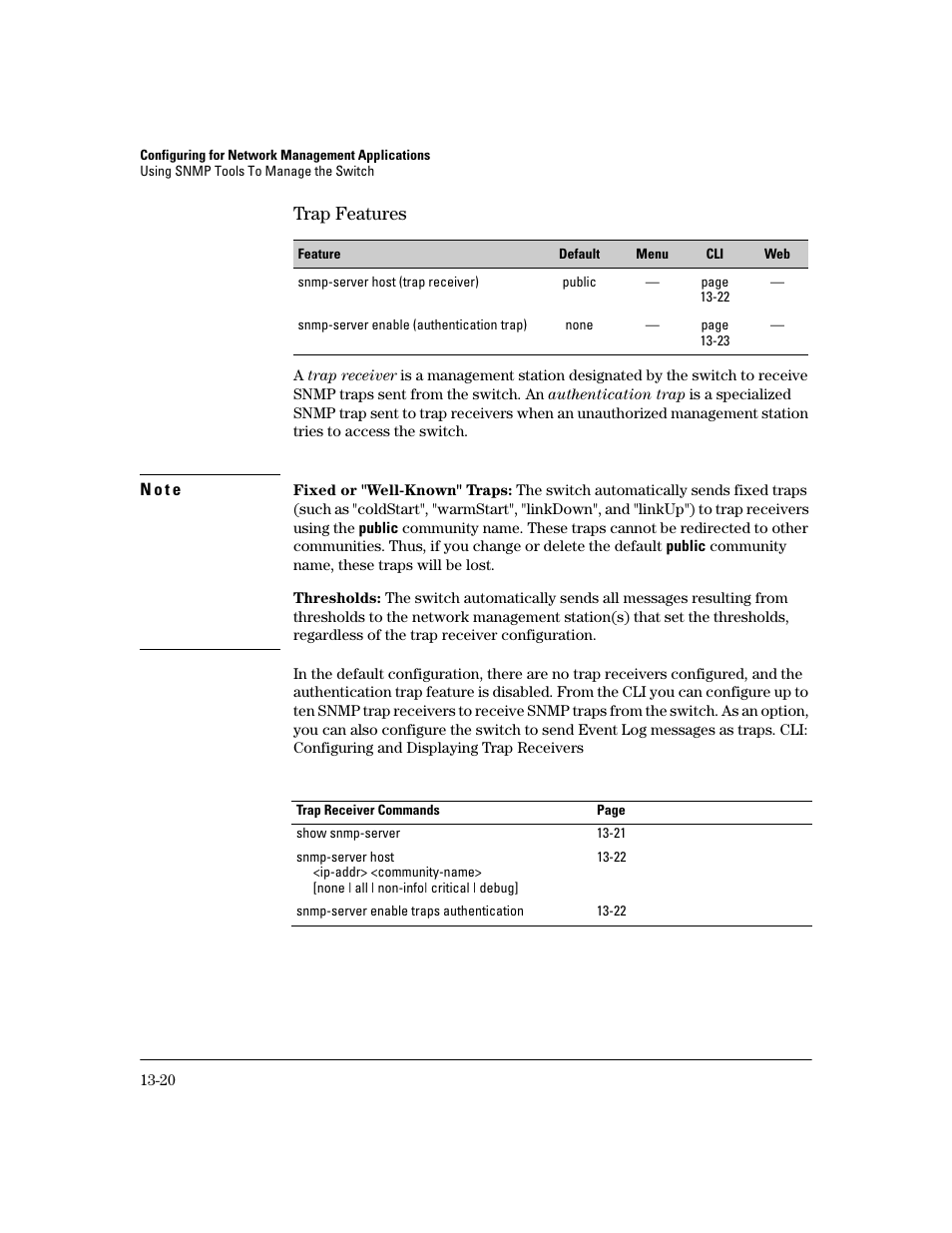 Trap features, Trap features -20 | HP 2600 User Manual | Page 274 / 418