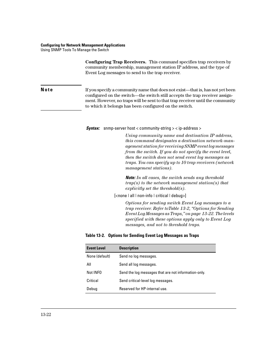 Configuring trap receivers | HP 2600 User Manual | Page 276 / 418