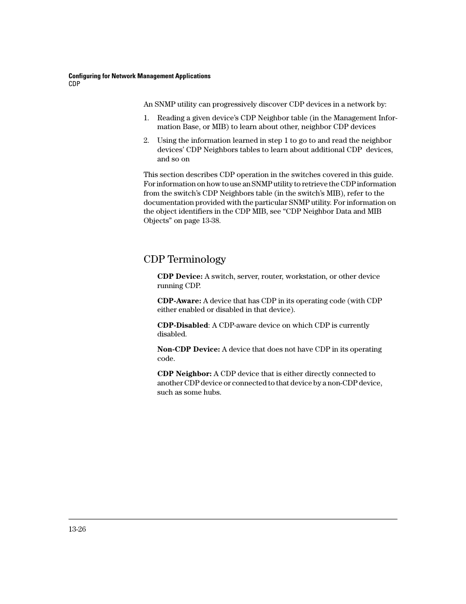 Cdp terminology, Cdp terminology -26 | HP 2600 User Manual | Page 280 / 418
