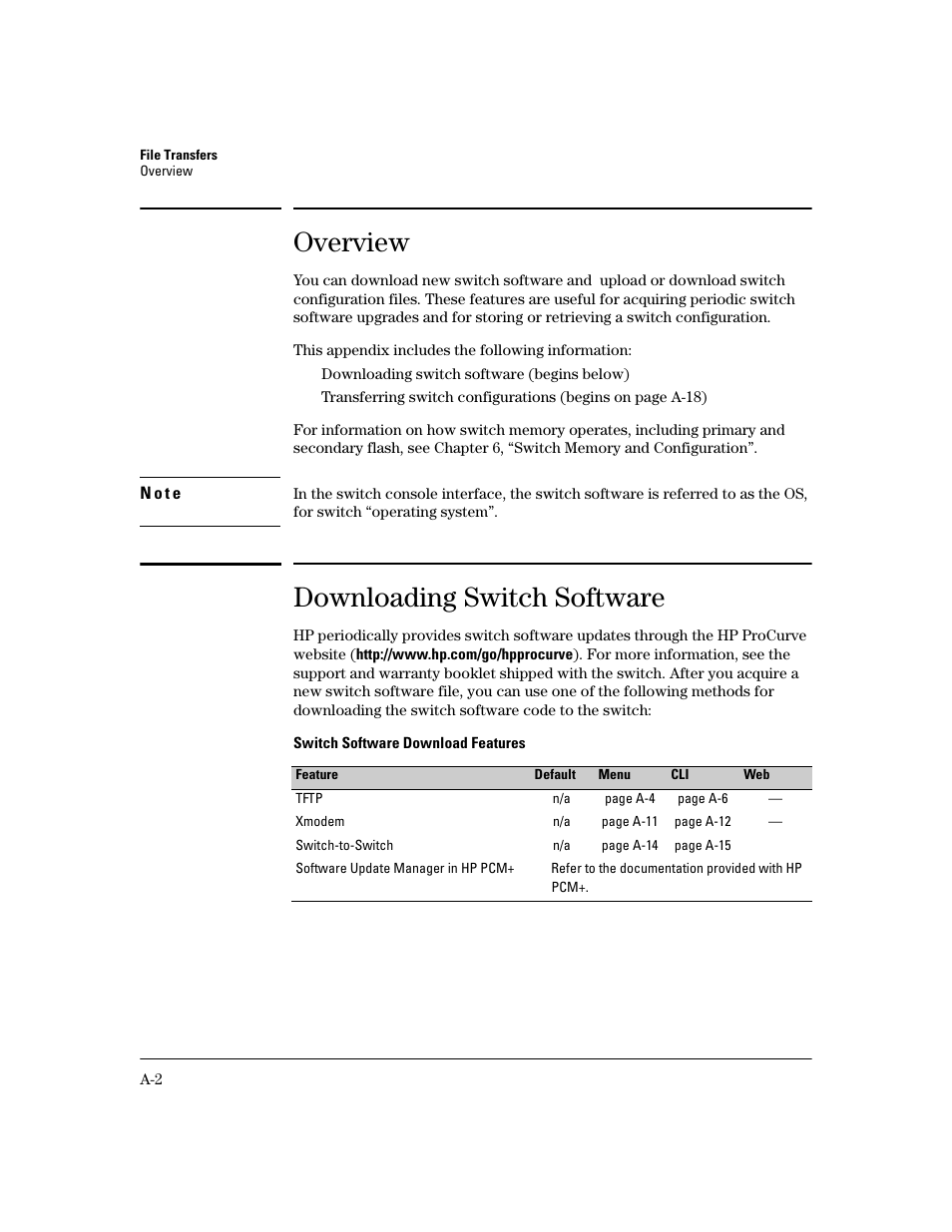 Overview, Downloading switch software | HP 2600 User Manual | Page 298 / 418