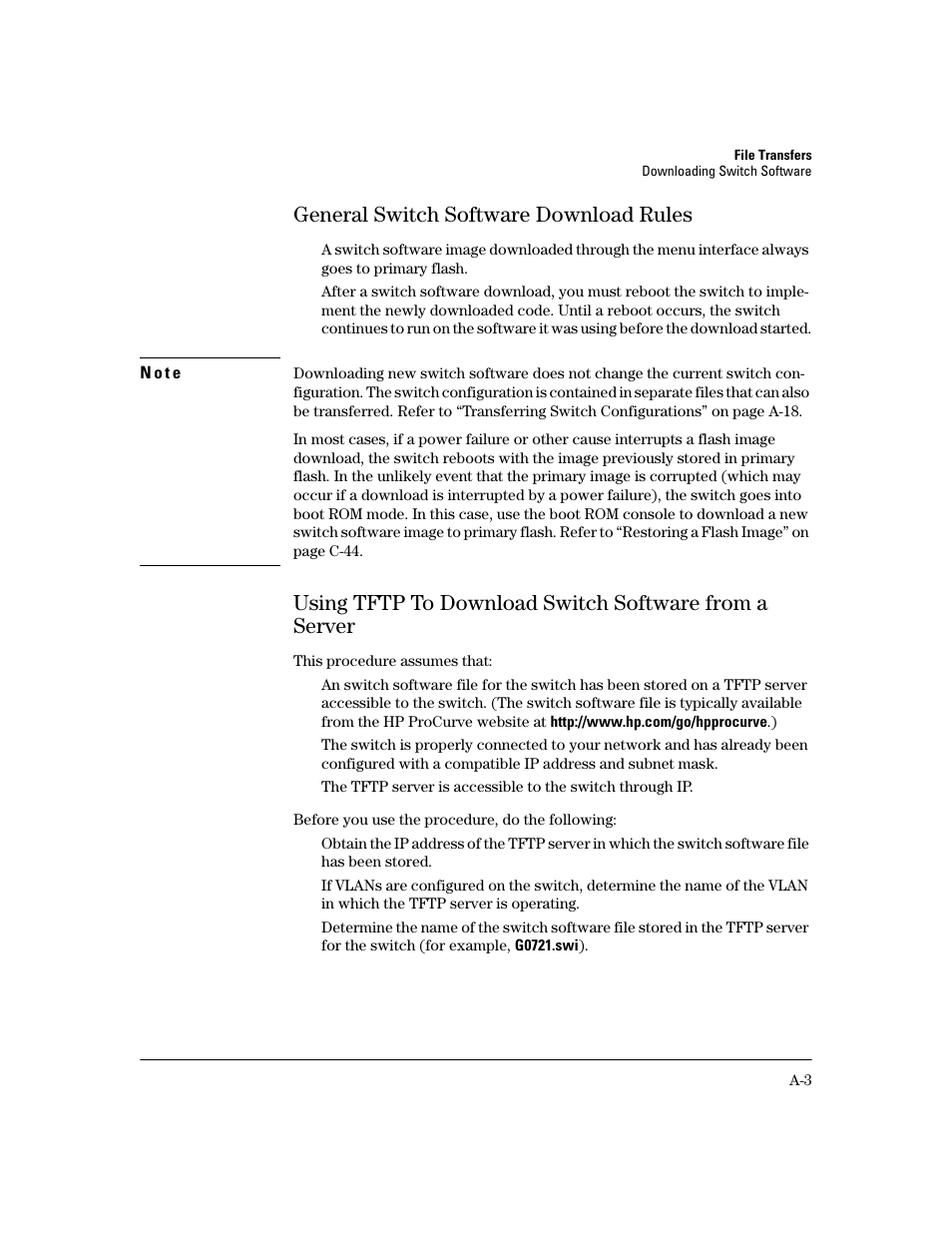 General switch software download rules | HP 2600 User Manual | Page 299 / 418