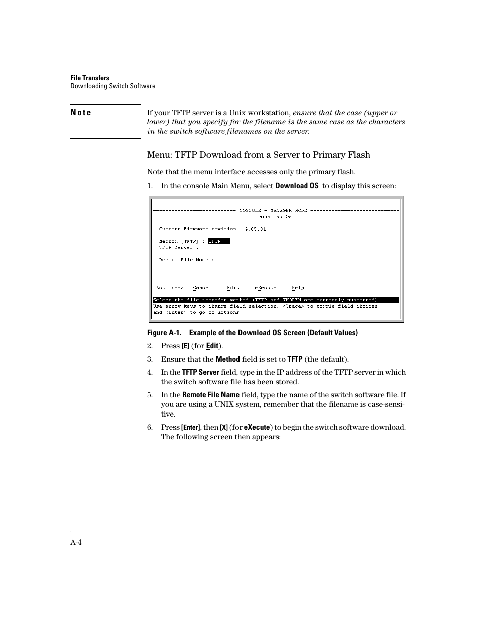 Menu: tftp download from a server to primary flash | HP 2600 User Manual | Page 300 / 418