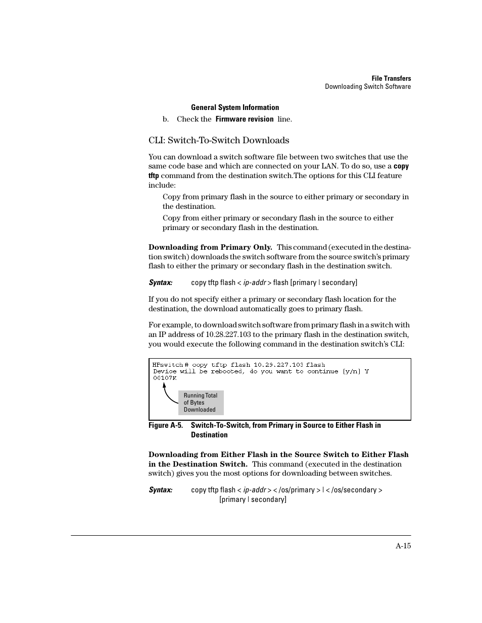 Cli: switch-to-switch downloads, Downloading from primary only | HP 2600 User Manual | Page 311 / 418