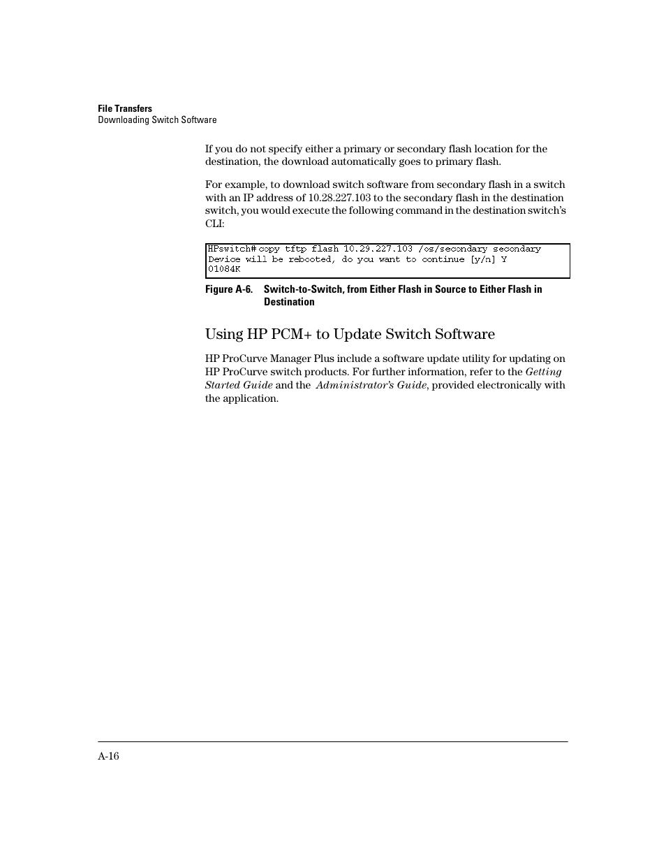 Using hp pcm+ to update switch software | HP 2600 User Manual | Page 312 / 418