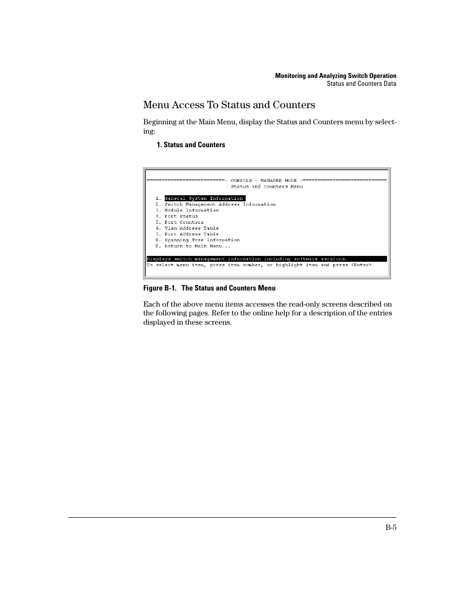 Menu access to status and counters | HP 2600 User Manual | Page 325 / 418