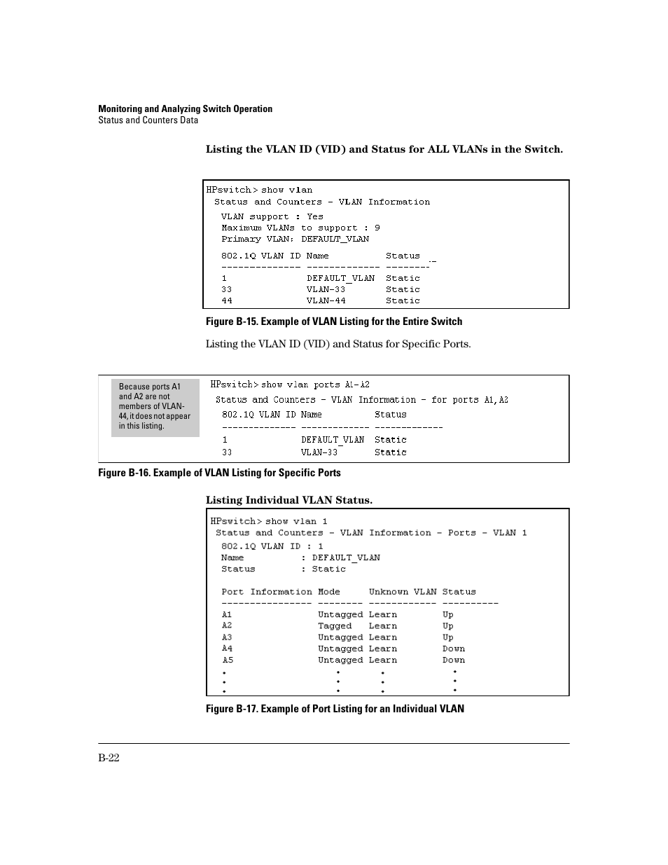 Listing individual vlan status | HP 2600 User Manual | Page 342 / 418