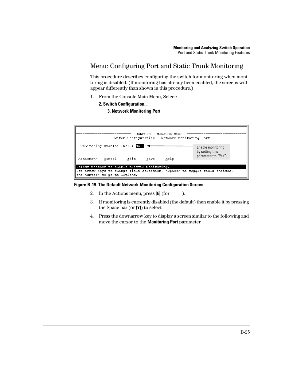 Menu: configuring port and static trunk monitoring | HP 2600 User Manual | Page 345 / 418