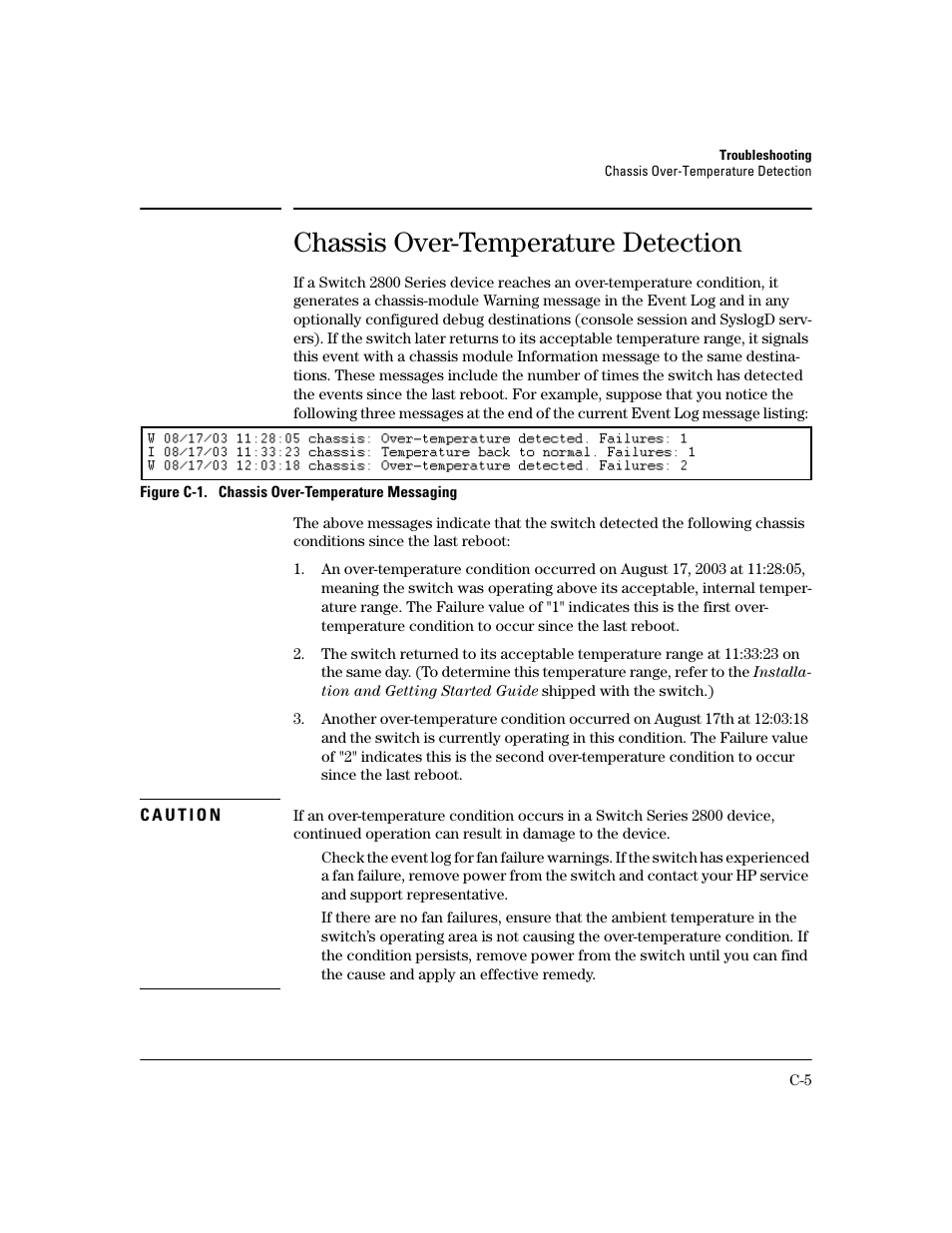 Chassis over-temperature detection | HP 2600 User Manual | Page 355 / 418