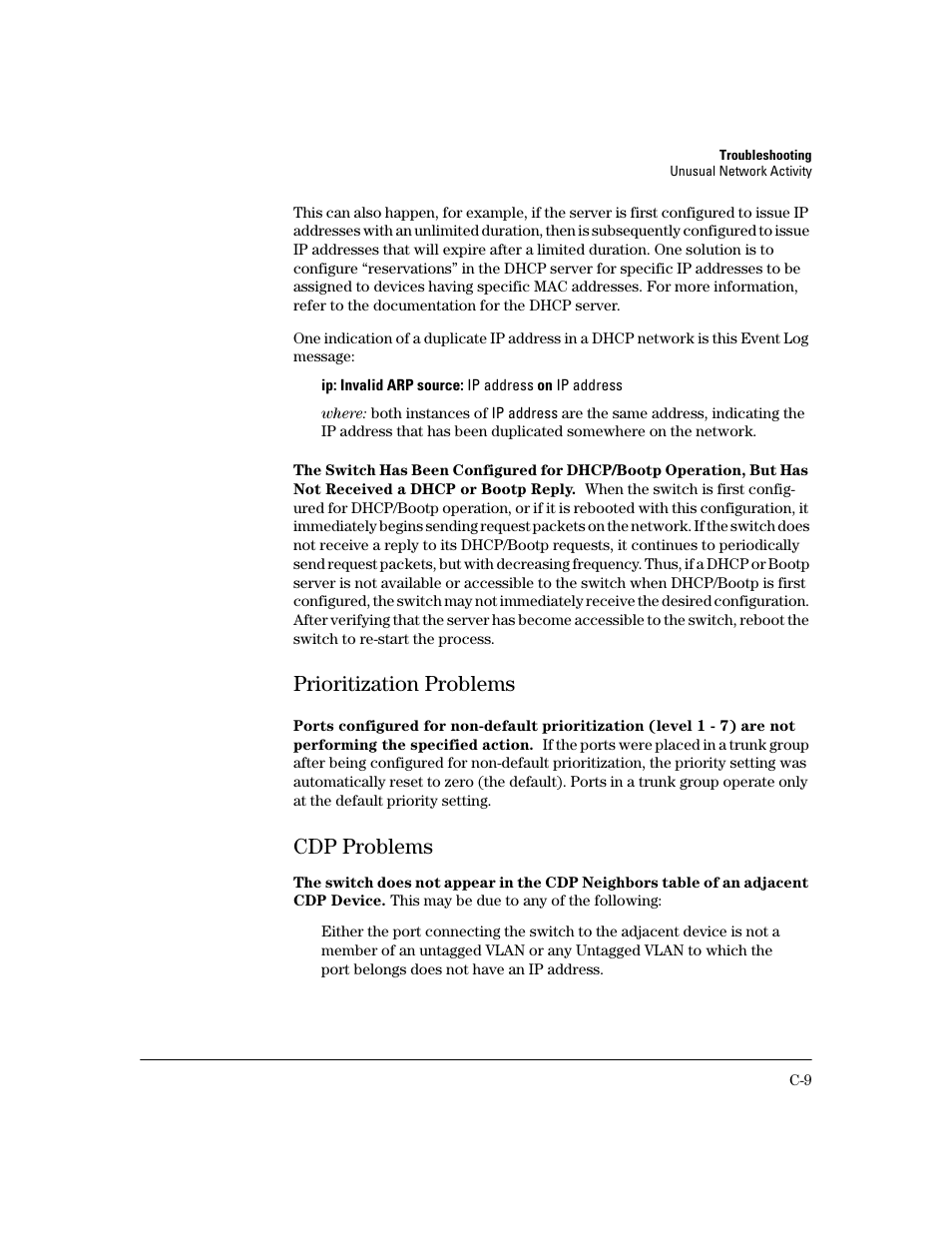 Prioritization problems, Cdp problems | HP 2600 User Manual | Page 359 / 418