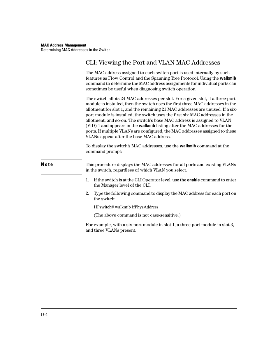 Cli: viewing the port and vlan mac addresses | HP 2600 User Manual | Page 400 / 418